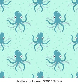 Vector seamless pattern with octopuses. Beautiful seamless pattern. Vector background