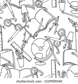 vector seamless pattern office supplies school globe