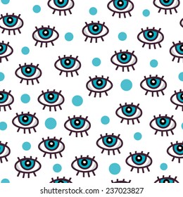 Vector seamless pattern og cartoon blue eyes.