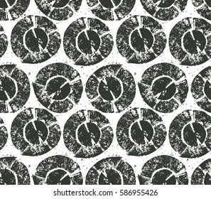Vector seamless pattern with oil pastel circle textures. Abstract seamless background with monochrome grunge circles.