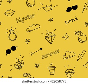Vector seamless pattern with old school tattoo elements. Hipster style