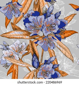 Vector Seamless pattern with Oleander flower 