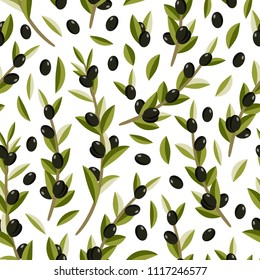 Vector seamless pattern of  olive branches
