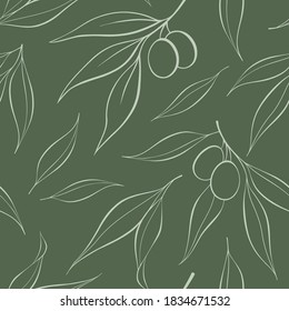 Vector Seamless Pattern with Olive Branches