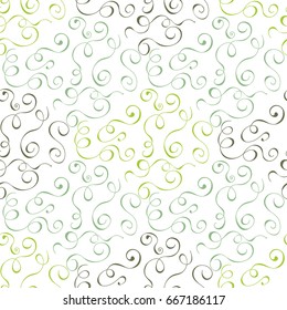 Vector seamless pattern of olive, pear, seaweed colored doodles