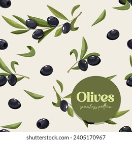 Vector seamless pattern with olives