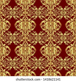 Vector seamless pattern on a background with golden vintage ornament.