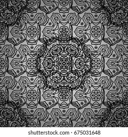 Vector seamless pattern on background with white elements. Damask seamless pattern for design.