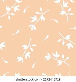 Vector seamless pattern on a botanical theme. Leaves on a pastel background. Pattern for textiles, wallpaper, packaging.