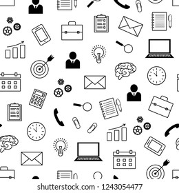 Vector seamless pattern on business theme. Seamless pattern with business theme symbols.