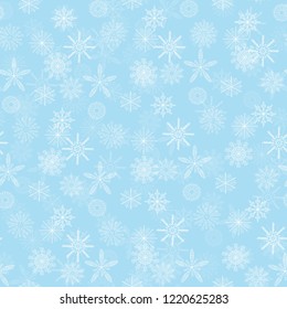 vector seamless pattern on Christmas and new year theme winter snowflakes, the background can be changed