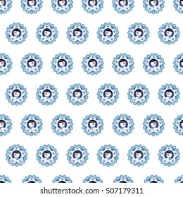 vector seamless pattern on a Christmas theme,snowmen and snowflakes on a white background