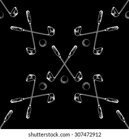 Vector seamless pattern on golf theme on blackboard
