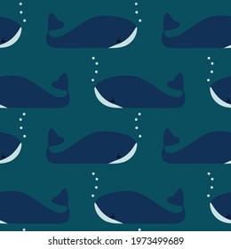 vector seamless pattern on the marine theme. Sea plants and animals on a blue background. Suitable for fabrics, textiles, wallpapers, posters, backgrounds