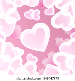 Vector seamless pattern on pink background hearts. Valentine's Day