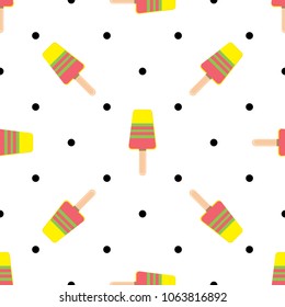 Vector seamless pattern on summer theme with ice cream. Bright 

background.