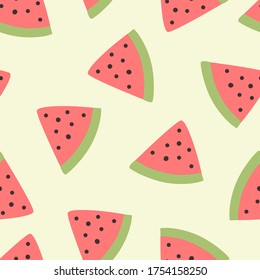 
Vector seamless pattern on a summer theme with watermelon slice.