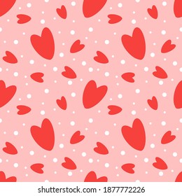 vector seamless pattern on the theme of Valentine's Day with hand drawn  hearts on a pink background. pattern for printing on fabric, wrapping paper. background for websites and applications