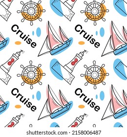 vector seamless pattern on the theme of sea cruise