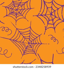 Vector seamless pattern on the theme of Halloween with cobwebs.