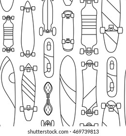 Vector seamless pattern on the theme of skateboard and skateboarding