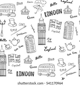 Set England Symbolslandmarkstravel Iconshand Drawn Set Stock Vector ...