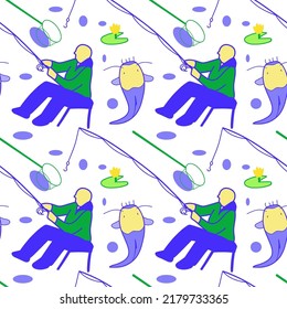 vector seamless pattern on the topic of fishing