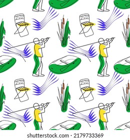 vector seamless pattern on the topic of fishing