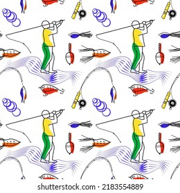 patrón de vector sin costuras sobre el tema de la pesca