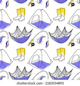 vector seamless pattern on the topic of fishing