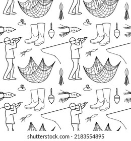 vector seamless pattern on the topic of fishing