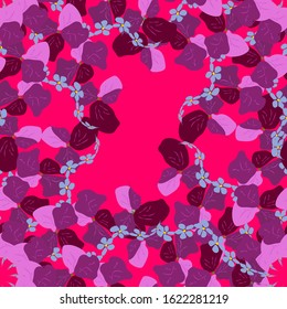 vector seamless pattern on transparent, red, blue background. pink, blue, blue flowers