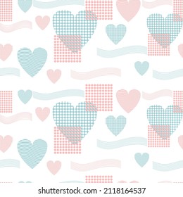 Vector seamless pattern, on a transparent background, consisting of decorative hearts, lines, squares. - Powered by Shutterstock - Get 15% off with code: PIKWIZARD15