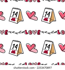 vector seamless pattern on Valentine s Day, February 14