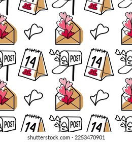 vector seamless pattern on Valentine s Day, February 14