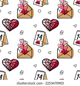 vector seamless pattern on Valentine s Day, February 14