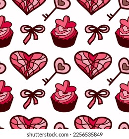 vector seamless pattern on Valentine s Day, February 14