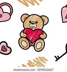 patrón sin fisuras vectoriales en el Día de San Valentín, 14 de febrero