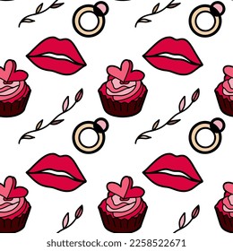 vector seamless pattern on Valentine s Day, February 14