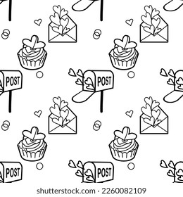 vector seamless pattern on Valentine s Day, February 14