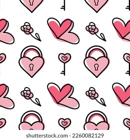 vector seamless pattern on Valentine s Day, February 14