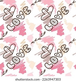 vector seamless pattern on Valentine s Day, February 14 Love pencil and contur