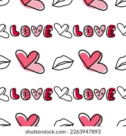 vector seamless pattern on Valentine s Day, February 14 Love
