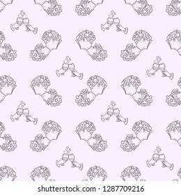 vector seamless pattern on Valentines day theme, kissing people, ready layout for design, background prints, Wallpaper