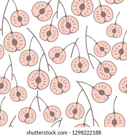 Vector seamless pattern on white. Abstract background with floral elements. Natural design.