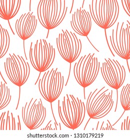 Vector seamless pattern on white. Abstract background with floral elements. Natural design.