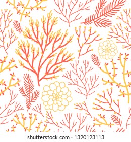 Vector seamless pattern on white. Abstract background with floral elements. Natural design.