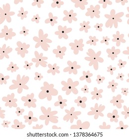 Vector seamless pattern on white. Floral background with flowers. Natural design.