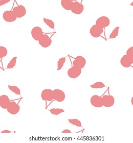 Vector seamless pattern on a white background. Hand drawn Cherry