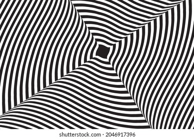 Vector seamless pattern. 
The optical illusion of torsion and rotation movement. Dynamic effect. Vector art.
